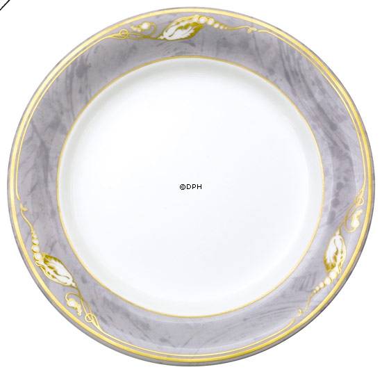 Magnolia, Grå med Guld, flad Tallerken 31cm nr. 631, Royal Copenhagen