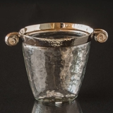 Ice bucket or vase made of chrome and glass, oval