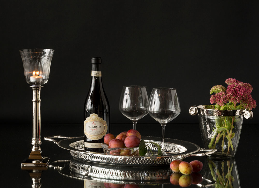 Isspand eller vase i krom og glas, oval