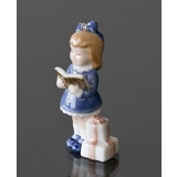 The Children's Christmas 1999, Figurine Ornament, Girl with book, and presents