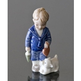 Figur ornament 2000 Hans, Dreng med hund Royal Copenhagen