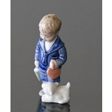 Figur ornament 2000 Hans, Dreng med hund Royal Copenhagen