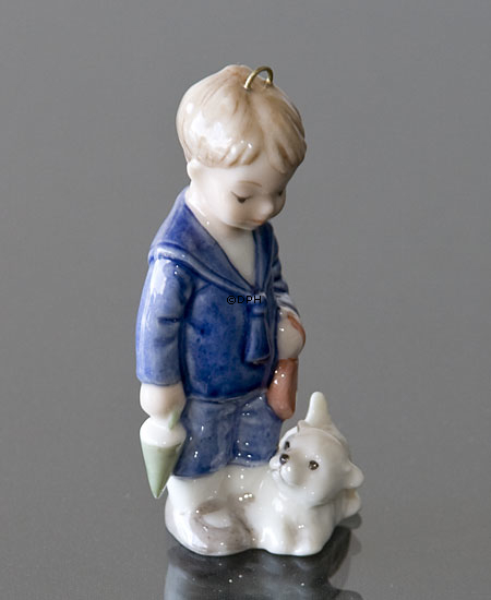 Figur ornament 2000 Hans, Dreng med hund Royal Copenhagen