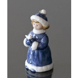 The Children's Christmas 2001, Figurine Ornament, Girl with bird, Royal Copenhagen