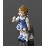 Figurornament 2001, Das Weihnachten der Kinder, Mädchen mit Katze, Sophia, Royal Copenhagen