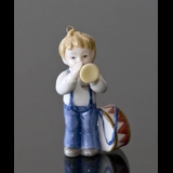 The Children's Christmas 2002, Figurine Ornament, Boy with drum and trumpet, Royal Copenhagen