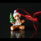 Figurine Ornament 2002, Teddy Bear with Christmas Tree, Royal Copenhagen