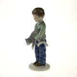 Annual Figurine 2001, Boy with cat, Royal Copenhagen