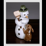 Snowman Father with Broom and Hare, Royal Copenhagen winter figurine no. 017