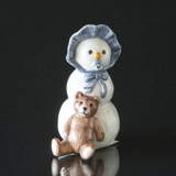 Schneemann Junge mit Teddy, Royal Copenhagen Winter Figur Nr. 019