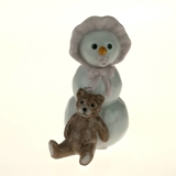 Schneemann Mädchen mit Teddy, Royal Copenhagen Winter Figur Nr. 020