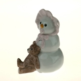 Schneemann Mädchen mit Teddy, Royal Copenhagen Winter Figur Nr. 020