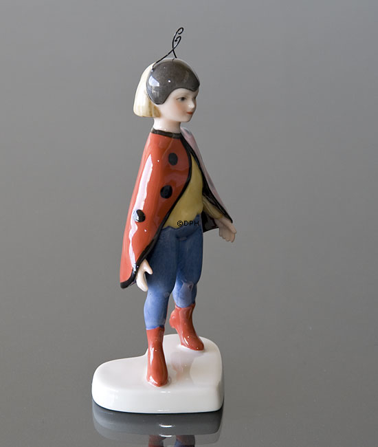 Fastelavnsfigur, Mariehøne, udklædt barn, Royal Copenhagen figur nr. 044