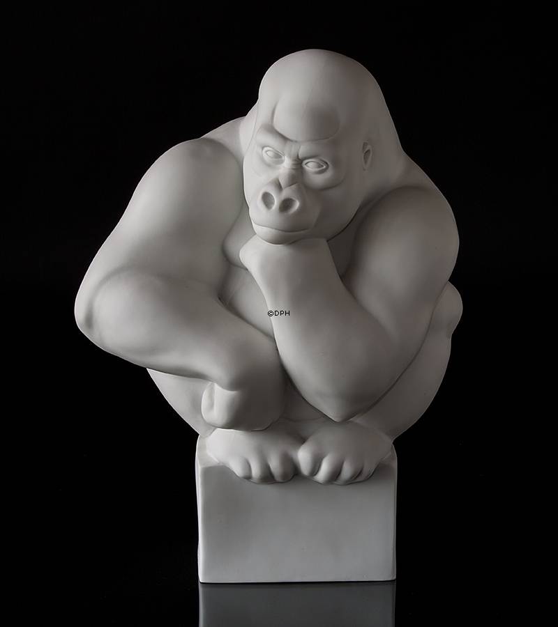 Stor hvid gorilla, Royal Copenhagen abe figur nr. 083