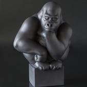 Stor sort gorilla, Royal Copenhagen abe figur