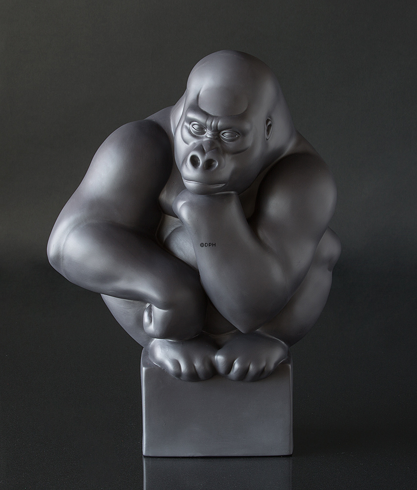 Stor sort gorilla, Royal Copenhagen abe figur nr. 084
