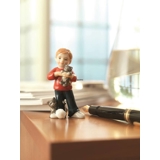 Boy standing with cat, mini figurine Royal Copenhagen no. 123