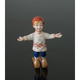 Jungen auf Ski, Mini Sommer und Winter Kinder, Royal Copenhagen Figur Nr. 259