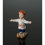 Jungen auf Ski, Mini Sommer und Winter Kinder, Royal Copenhagen Figur Nr. 259