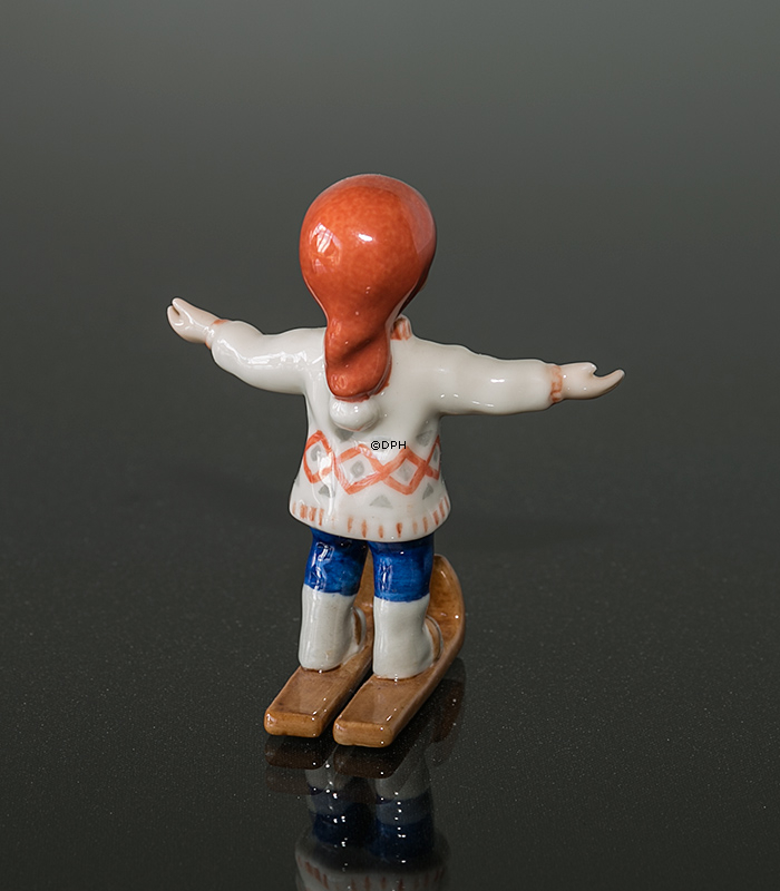 Mini Sommer og Vinterbørn, Dreng på Ski, Royal Copenhagen figur nr. 259