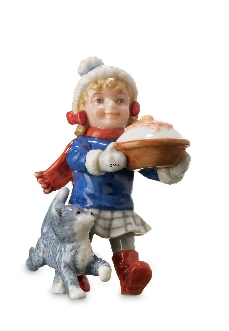 Mini Sommer og Vinterbørn, pige med grødfad, Royal Copenhagen figur nr. 262