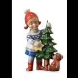Mädchen mit kleinem Weihnachtsbaum, Mini Sommer und Winter Kinder, Royal Copenhagen Figur Nr. 264