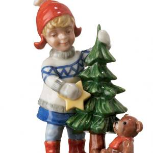 Mini Sommer og Vinterbørn, pige med lille juletræ, Royal Copenhagen figur | Nr. 1249264 | DPH Trading