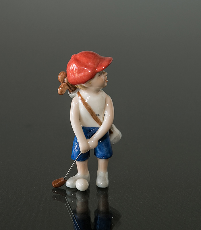 Mini Sommer og Vinterbørn, golfspiller, Royal Copenhagen figur nr. 267