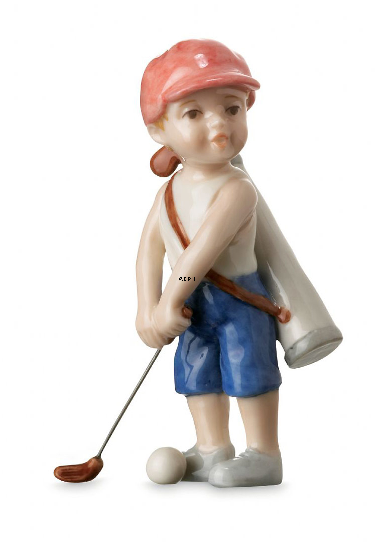 Mini Sommer og Vinterbørn, golfspiller, Royal Copenhagen figur nr. 267
