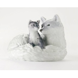 Arctic fox with puppy, Royal Copenhagen figurine no. 443
