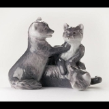 Three arctic fox cubs, Royal Copenhagen figurine no. 444