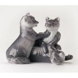 Three arctic fox cubs, Royal Copenhagen figurine no. 444