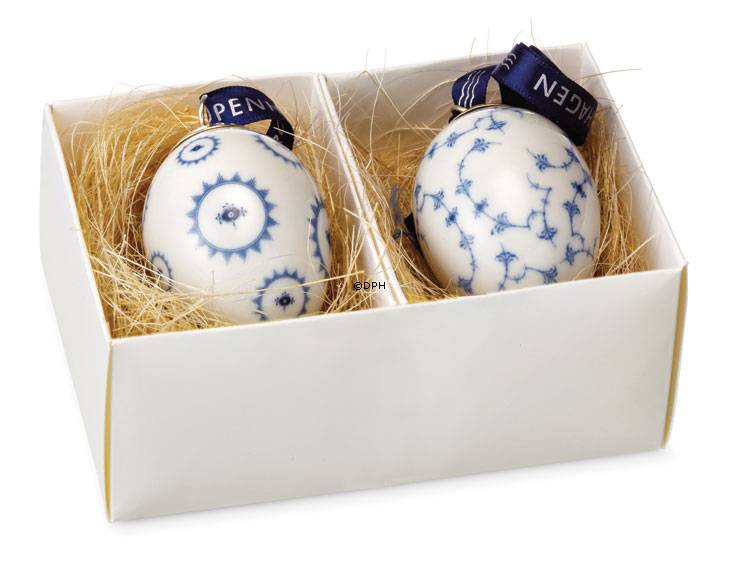 Påskeæg, 2. stk, Musselblomst i cirkel/sving