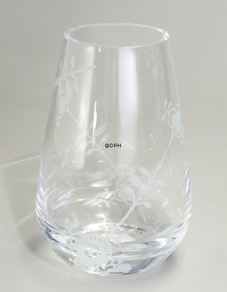 Glas vase med mussel dekoration i relief, klar, Royal Copenhagen nr. 482