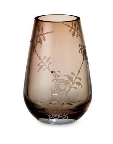 Glas vase med mussel dekoration i relief, farvet, Royal Copenhagen nr. 483