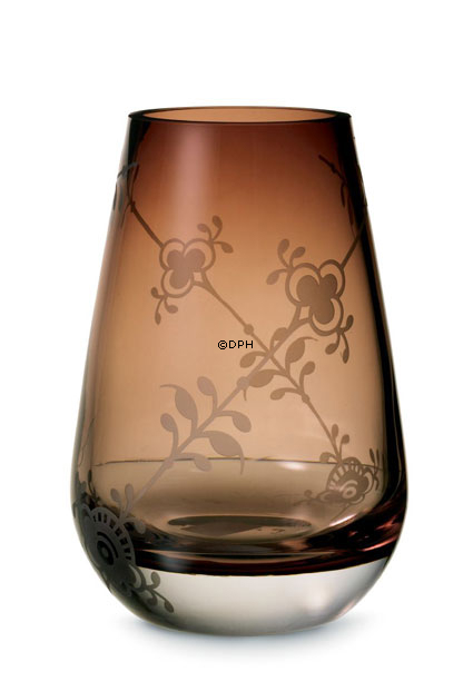 Glas vase med mussel dekoration i relief, dusty rose, Royal Copenhagen nr. 486