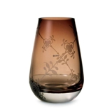 Glas vase med mussel dekoration i relief, dusty rose, Royal Copenhagen nr. 486