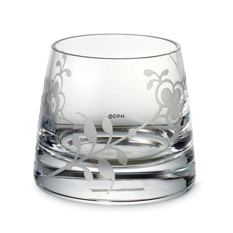 Glas fyrfadsstage med mussel dekoration i relief, klar, Royal Copenhagen nr. 490