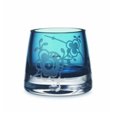 Glass tealight holder with Blue Fluted Decor in relief, blue, Royal Copenhagen no. 492