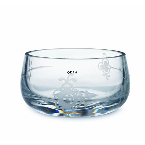 Glas skål med mussel dekoration i relief, klar, Royal Copenhagen nr. 493