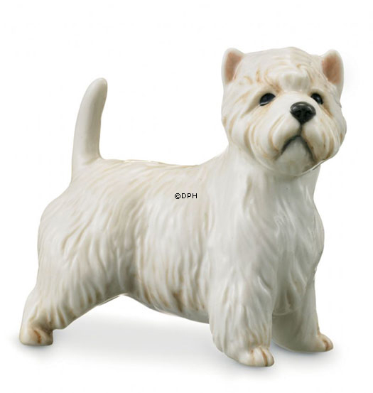 Hund, West Highland Terrier, Royal Copenhagen hunde figur nr. 512