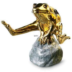 Guld frø siddende på sten, Royal Copenhagen figur | Nr. 1249555 | DPH Trading