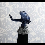 Blue frog sitting on stone, Royal Copenhagen figurine no. 557