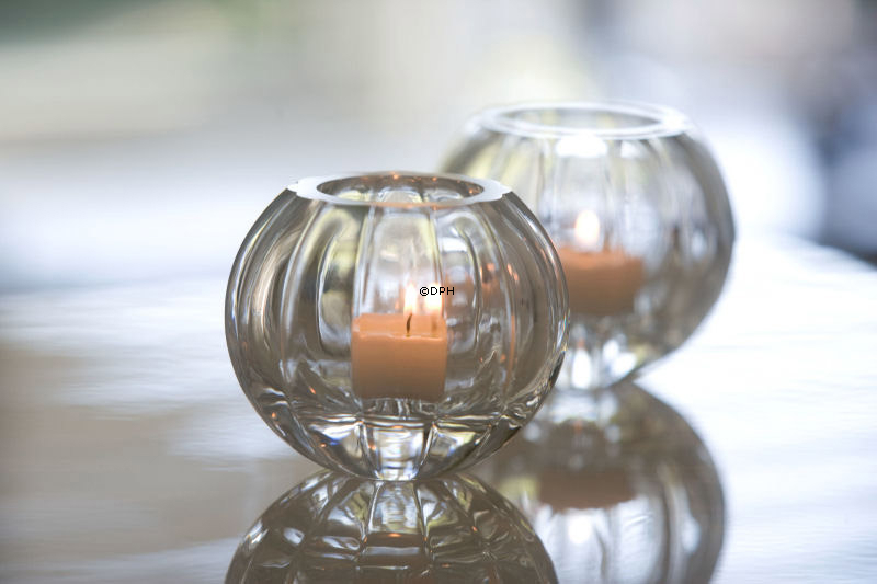 Riflet glas lysestage, Royal Copenhagen nr. 722