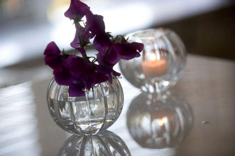 Riflet glas lysestage, Royal Copenhagen nr. 722