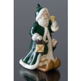 The Annual Santa 2001, Santa goes Skiing, figurine, green, Royal Copenhagen