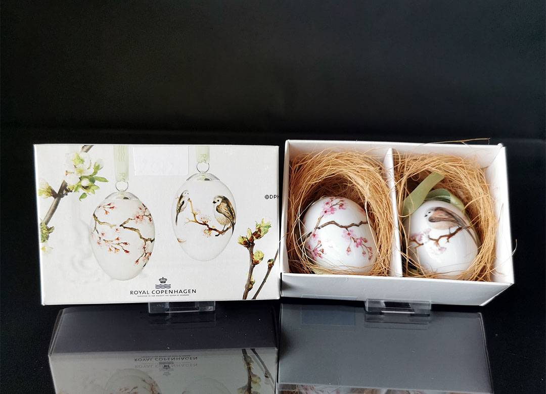 Påskeæg med halemejse / Japansk kirsebærgren, 2 stk., Royal Copenhagen påskeæg 2012