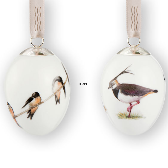 Påskeæg med fugle, svale og vibe, 2 stk., Royal Copenhagen påskeæg 2014