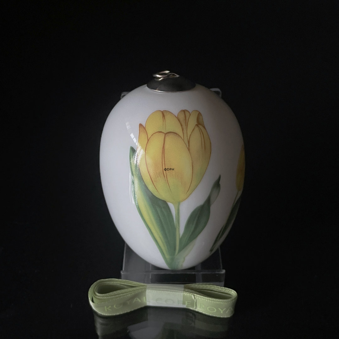 Påskeæg med gul tulipan, stort, Royal Copenhagen påskeæg