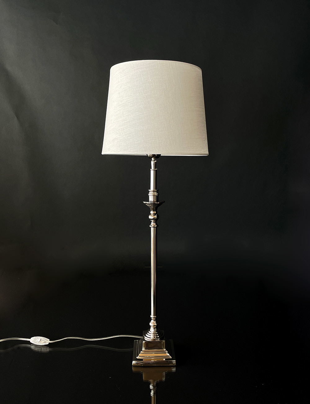Bordlampe blank nikkel finish (sølv) uden skærm